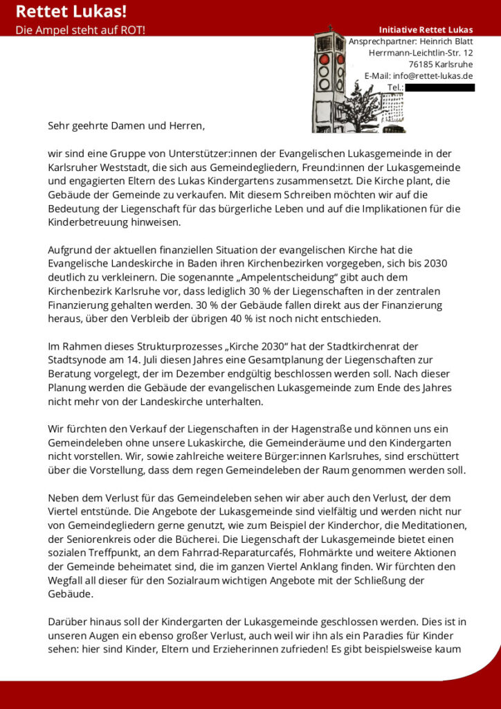 Brief an die Politik - Seite 1